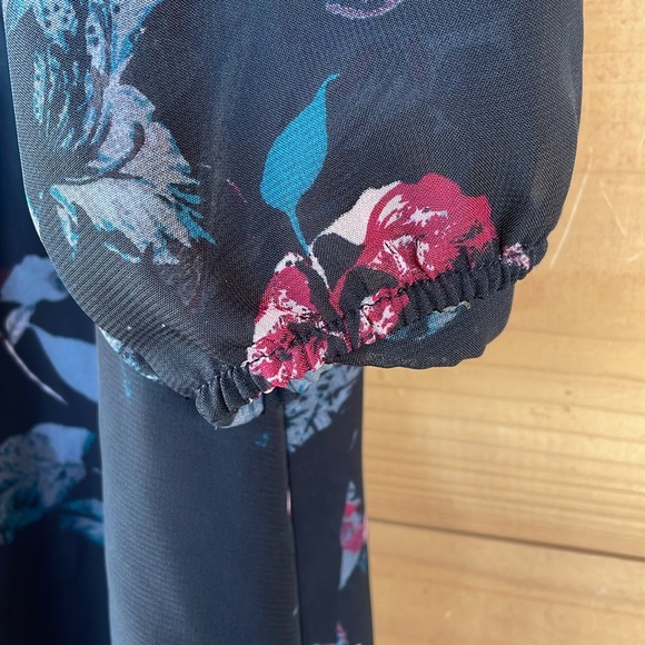 Maurices NWT Midi black floral lined dress. Size XL. Cranberry and gray/green - Picture 5 of 11